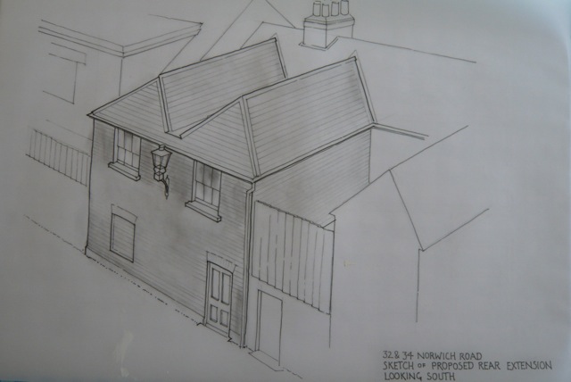 Elevation drawing of a cafe in the UK